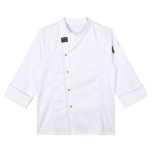Unisex Mangas Cortas Abrigo de Chef Restaurante Cocina Chaqueta de Trabajo Uniforme Ropa de Trabajo - Imagen 37 de 78