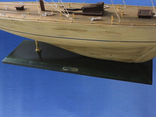 Wooden Rustic Intrepid Model Sailboat Decoration 60" - Picture 3 of 10
