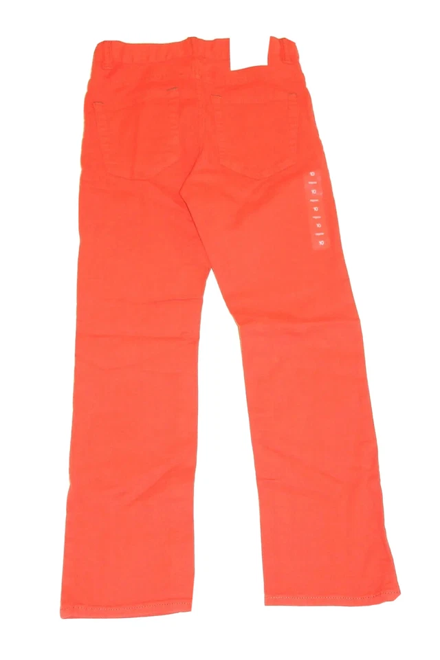 Pantalones de mezclilla Gap Kids Boys 12 regulares naranja brillante 1969 acción recta elásticos nuevos Foto 2 de 2