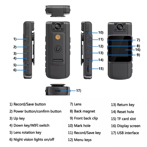 1080P Police Body Camera HD 180° Video DVR Camcorder IR Night Vision Mini Cam - Picture 10 of 14