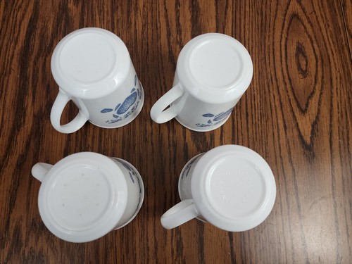 Tazzine da tè caffè Corning Corelle cuore blu vintage Corningware usate in ottime condizioni lotto di 4 - Foto 7 di 12