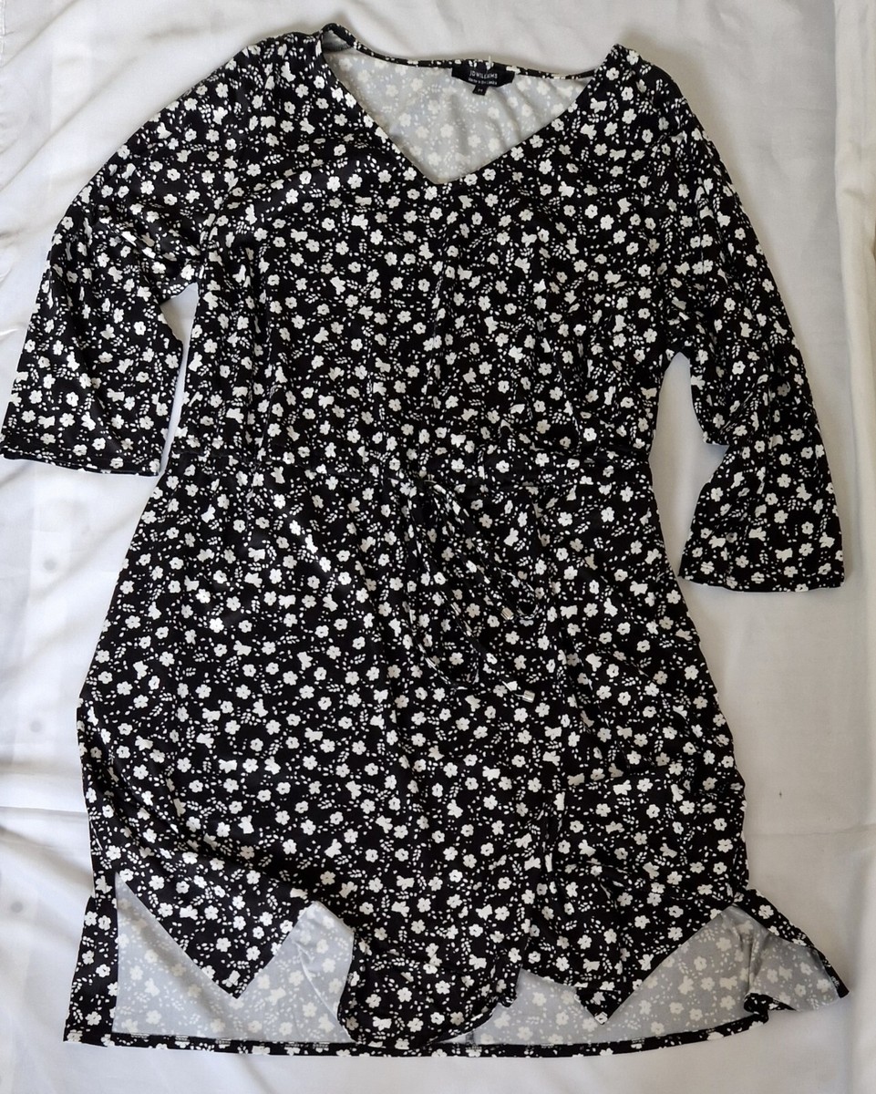 Women JD Williams Dress/Tunic Size UK 22/24 Black Floral Midi Soft