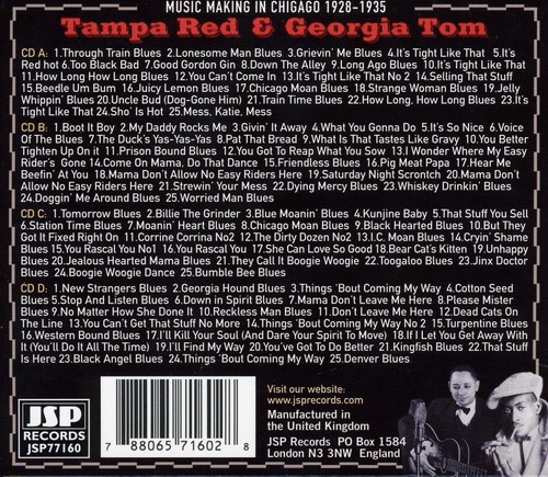 TAMPA & TOM,GEORGIA RED - TAMPA RED & GEORGIA TOM 4 CD BOX-SET NEU - Bild 2 von 2