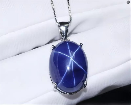 21.24 Ct Certified Natural Blue Star Sapphire 925 Solid Silver Pendant Gemstone - Picture 2 of 5