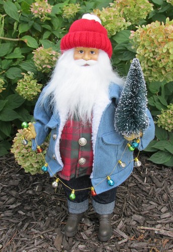 Chaqueta Jean SANTA Estatuilla*Cerdas*Botas*Primitiva Navidad Granja*Nueva - Imagen 10 de 11