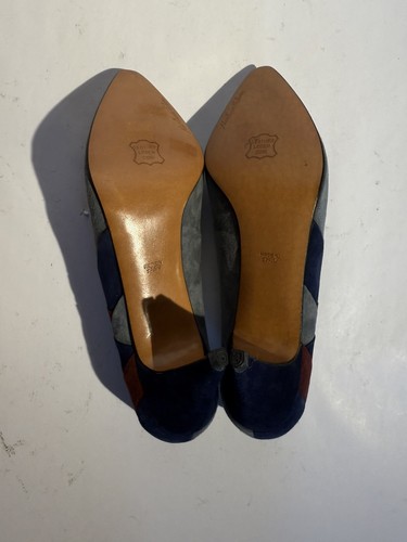 Martinez Valero Suede Shoes. Leather Soles. Color-Grey/Navy Blue/Burgandy. NWOB. - Picture 4 of 13
