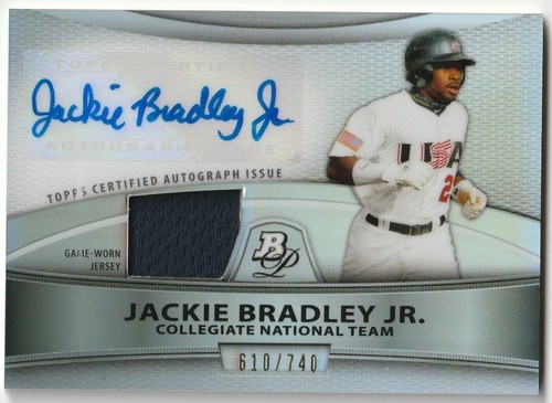 2010 Bowman Platinum JACKIE BRADLEY JR. Auto Relic /740 Jersey RC #PAR-JB