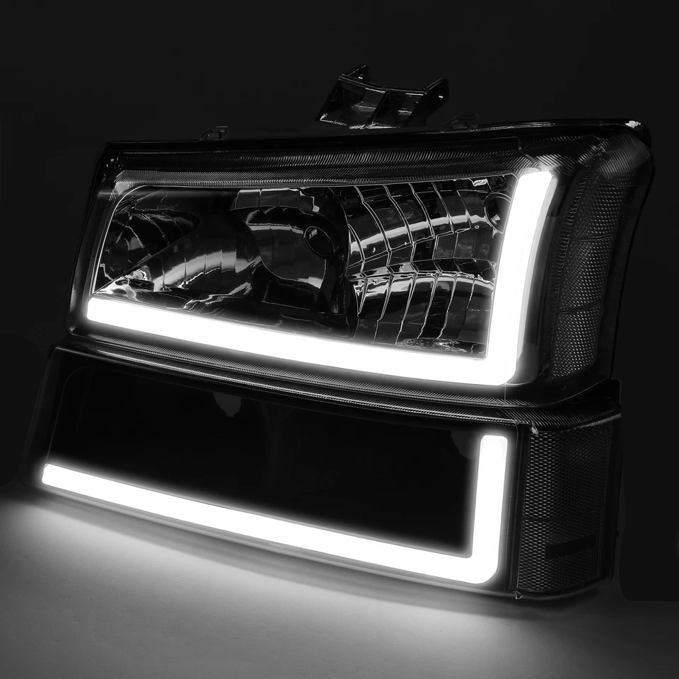 Faros LED DRL para Chevy Silverado 1500 2500HD 3500 2003-2006 + luz de parachoques Foto 3 de 4