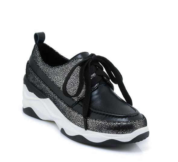 Donna Lace-up Flat Real Pelle Casual Sequins Breathable Casual Pelle Sports Boards Scarpe 7803dc Donna Lace-up Flat Real Pelle Casual Sequins Breathable Casual Pelle Sports Boards Scarpe 7803dc
