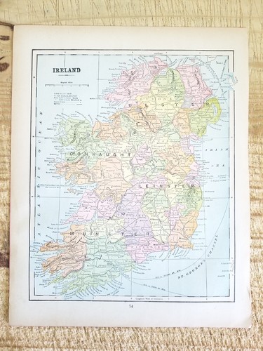 1902 ENGLAND & WALES/IRELAND TWO SIDED 13.5" x 10.5" MAP - Picture 4 of 5