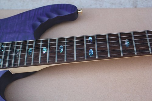 Flame Maple Top Trans Purple E-Gitarre Abalone Oval Inlay Gold Hardware - Bild 8 von 8