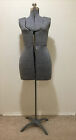 Antique Vintage Dress Form Sewing Mannequin Adjustable Woman Gray Fabric W/Stand