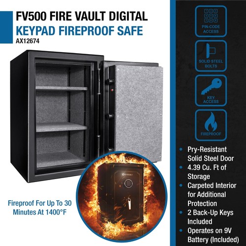 Barska FV500 FireVault Fireproof Keypad Security Safe AX12674 - Picture 7 of 9