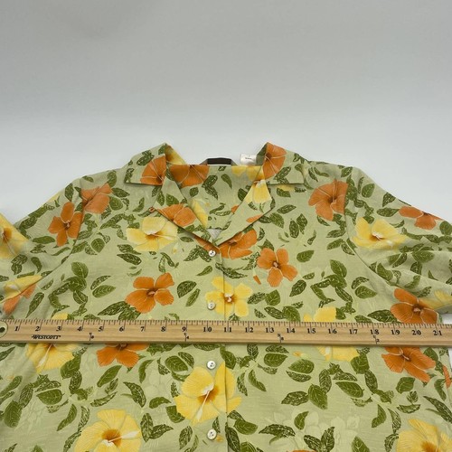 TOMMY BAHAMA Silk Shirt Size Girl XL (16) Button Front Aloha Floral Short Sleeve - Picture 5 of 6