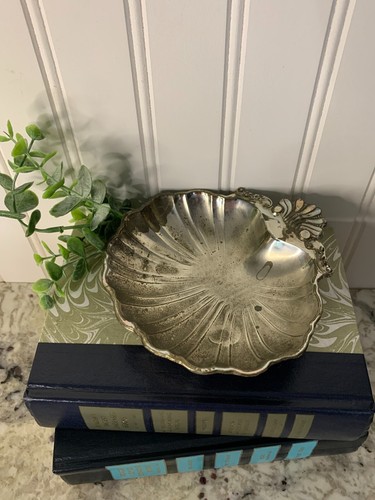 Silver Shell Footed Trinket Coin Dish Bowl Nautical Coastal Decor - Picture 6 of 6