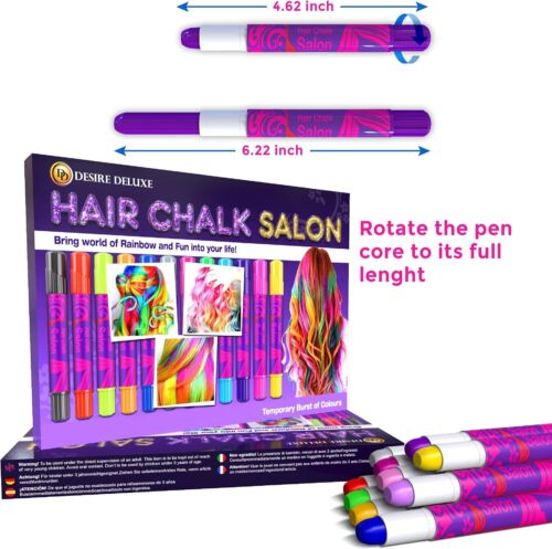 Desire Deluxe Hair Chalk for Girls Makeup Kit of 10 Temporary Colour Pens Gift - Picture 3 of 7