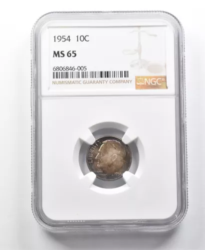1954 Roosevelt Dime MS65 NGC Beautifully Toned *8598