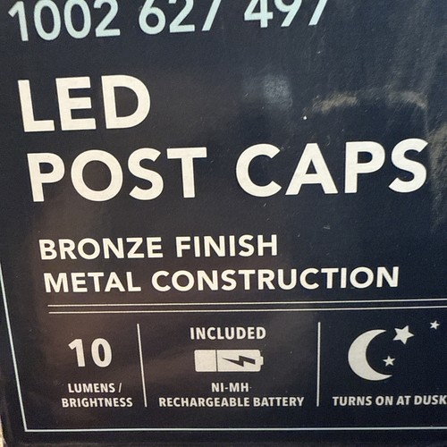 Hampton Bay Solar LED Post Caps 3000K 3 Packs, Set Of SIX Metal Lights Total! - Picture 8 of 14