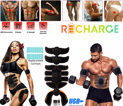 #ad #ad Recharge Power Abs Pro EMS Abdominal Ab Trainer Arms amp; Hips Muscle Stimulator $8.49