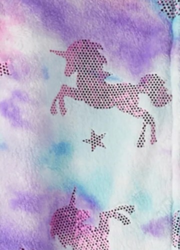 TCP Girls Blanket Sleeper Purple 14 Tie Dye Fleece Pajamas Zip Up Hood Unicorns - Picture 4 of 10