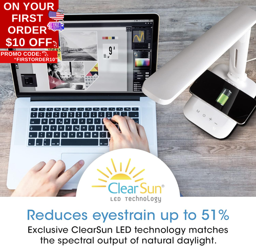 Charge up LED Desk Lamp with Wireless Qi Charging & USB Charging Port, with Clea - Picture 3 of 12