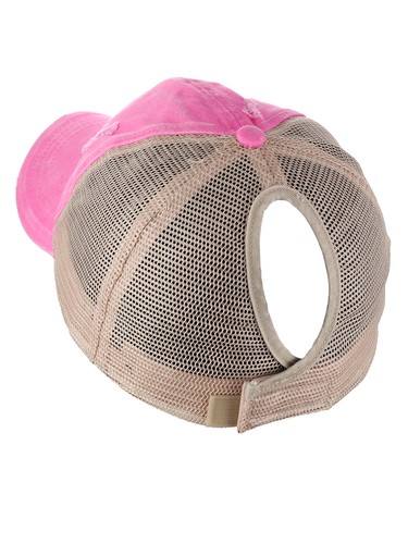 Ponyflo PonyCap Messy High Bun Distressed Adjustable Mesh Trucker Ponytail Cap - Imagen 33 de 42