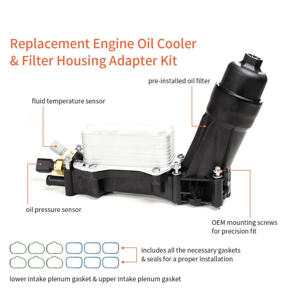 Carcasa de filtro de refrigeración de aceite con sellos de admisión para Dodge Grand Caravan 2014-2016 3,6 L Foto 4 de 4