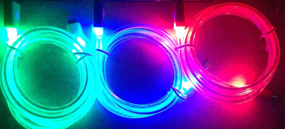 LED GLOW light charger cable FOR apple iPhone X 8 7 6 5 4S galaxy S7+ micro usb - Image 3 of 4