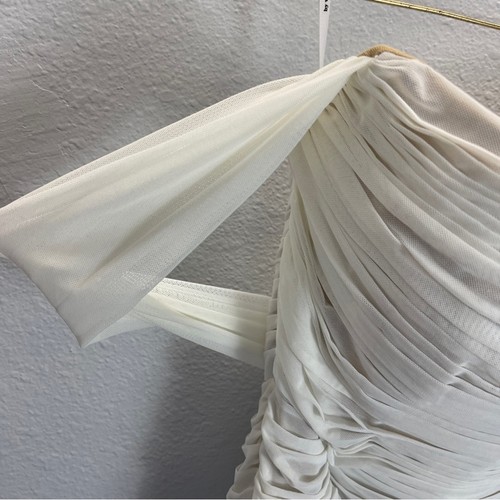 By Watters Ruched Wedding Dress Off the Shoulder Midi Dress Joanne - Picture 4 of 15