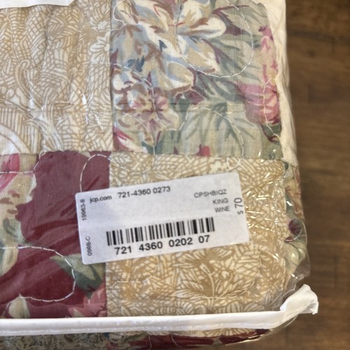 New JCPenney Home Expressions Ham, Cassandra King, 20” X 36” Wine Quilted - Picture 3 of 4