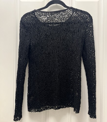 Bailey 44 Black Open Knit Long Sleeve Tee Size Large - Picture 1 of 8