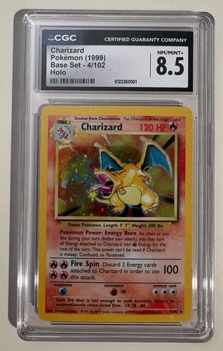 1999 POKEMON BASE SET #4 CHARIZARD HOLO CGC 8.5 NM/MINT+