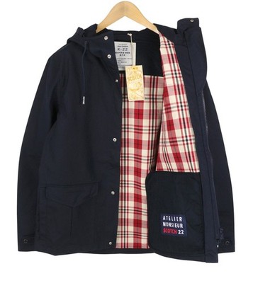 SCOTCH & SODA Herren Jacke M dunkelblau Kapuze aufgesetzte Taschen leichter Parka Serie 22 *