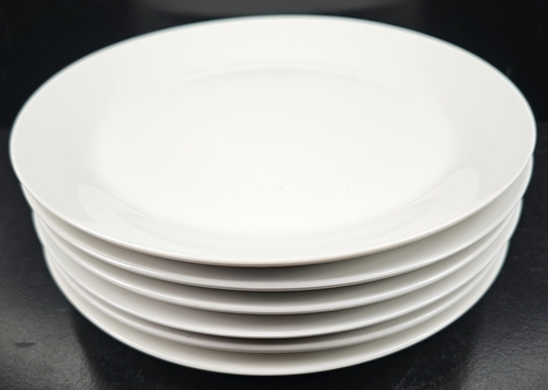 6 Crate & Barrel Room Service Salad Plate Set White Smooth Table Dining Dish Lot - Picture 10 of 24