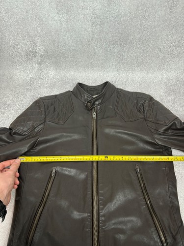 Diesel Men’s Genuine Leather Biker Jacket Size L Quilted Shoulders - Picture 19 of 20