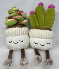2 Plush Anthropomorphic Succulent Cactus Green  Pink Greenhouse By Russ 12  