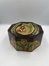Vintage Black NATIVE AMERICAN FOLK ART  Wood Box  Rare find HAND PAINTED SEE ALL