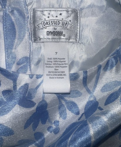 Gymboree Blue & White Floral Sleeveless Fancy Lined Dress Button Up Size 7 - Picture 6 of 8