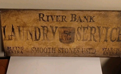 #ad Laundry Service Sign Riverbank Laundromat Detergent Washer Tub Wall Decoration $10.00