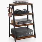 4-Tier AV Media Stand with 2 Hooks,Heavy Duty Stereo Cabinet Black 