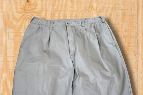 Vintage 80s LL Bean Flannel Lined 36x31 Khaki TALON Zip Pleated Chinos Pants USA - Picture 4 of 18