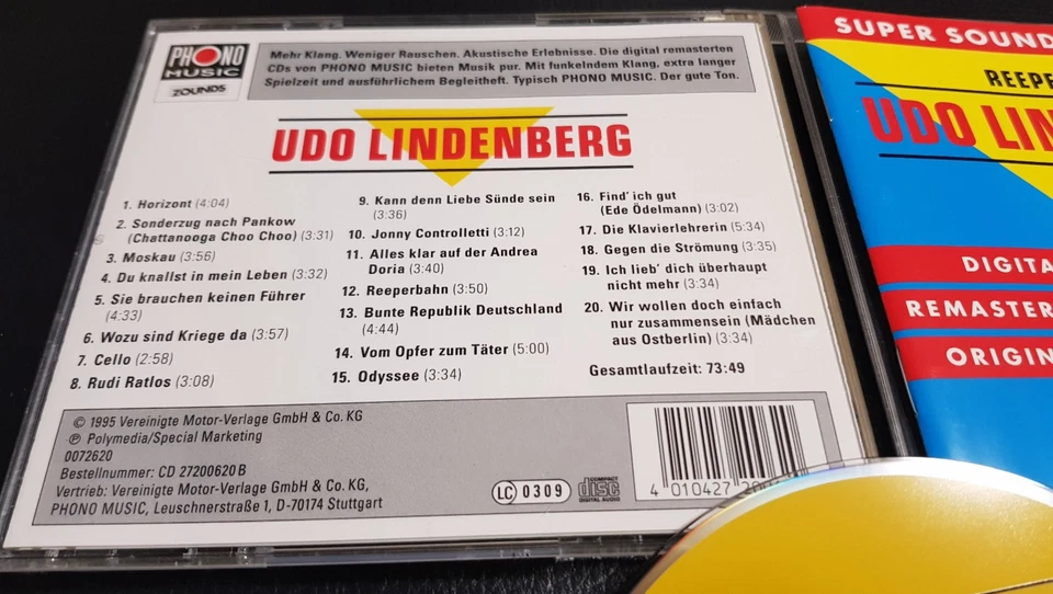 Reeperbahn - Best von Udo Lindenberg (ZOUNDS /Phono Music/Digital Remastered) Cd - Bild 2 von 2