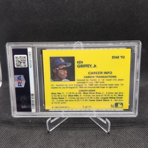 Ken Griffey Jr 1992 Star #7 Career Info PSA 9 Seattle Mariners - Picture 2 of 2