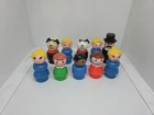 #27 Vintage Fisher Price lot/10 plastic little people: Mom Girls Boy Mayor Dog