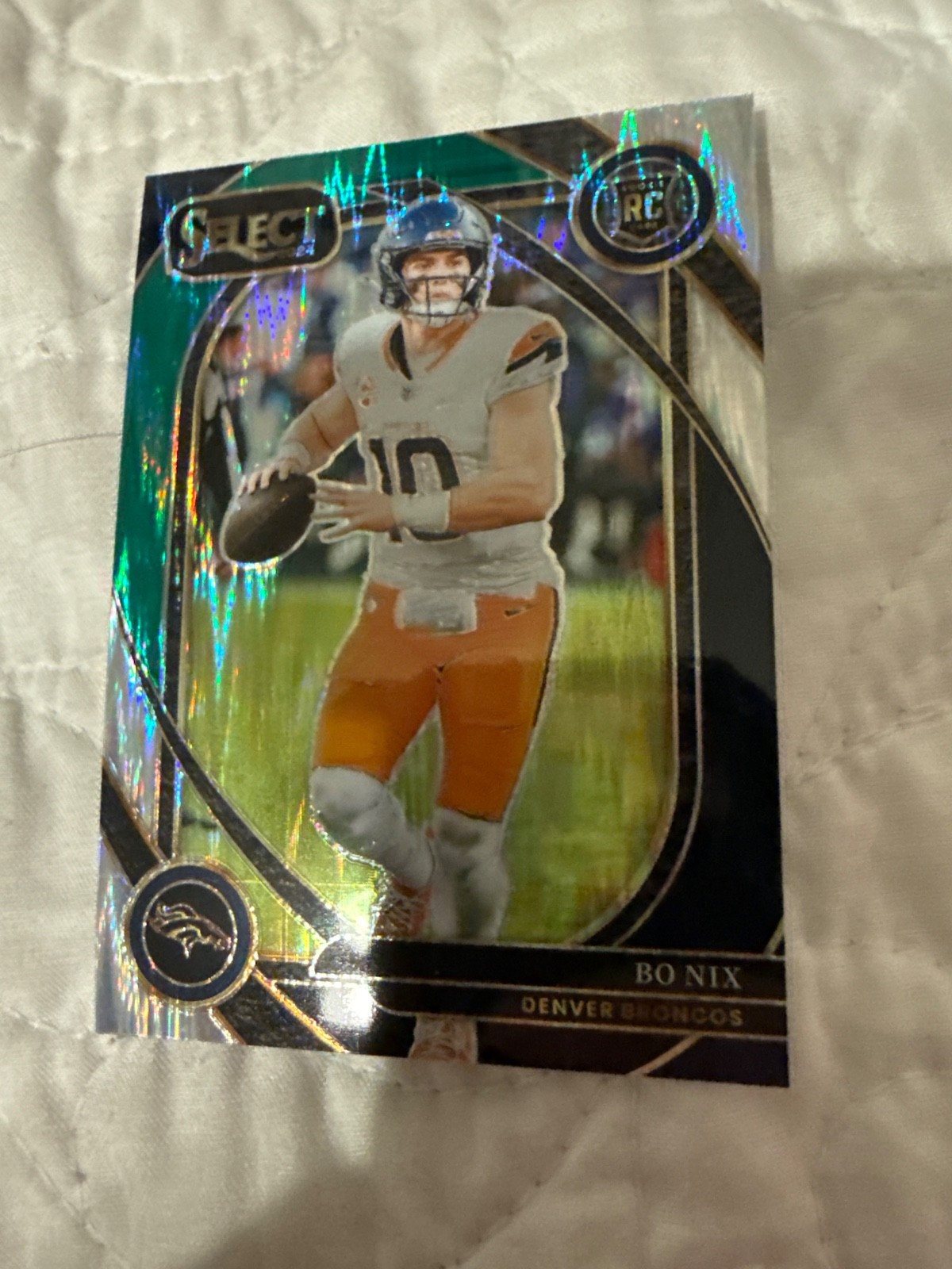 2024 Panini Select - Club Level Bo Nix #221 Black & Green Shock Prizm (RC)