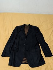 Black Pinstriped Caravelli 3 Buttoned Jacket And Vest 5 Buttoned Vest