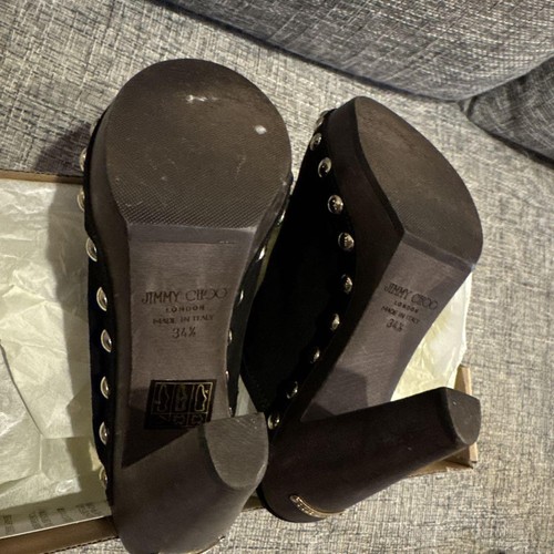 Jimmy Choo Mules Sandals Heel Studs Suede Black EU34.5/US4.5 56071c - Imagen 3 de 24