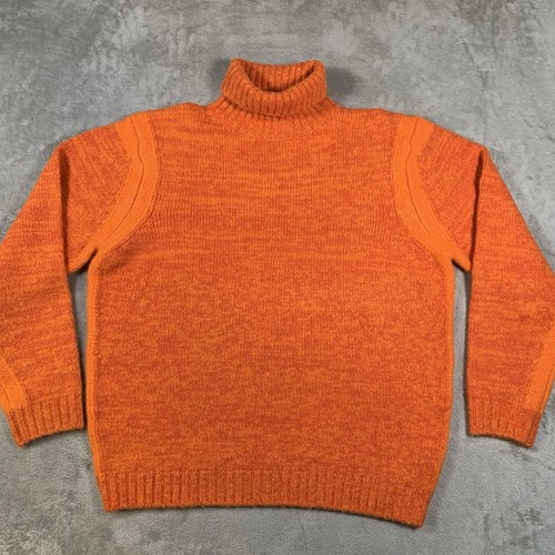 Topshop Jumper Womens XL Orange Wool Turtle Roll Neck Oversized Chunky Knit