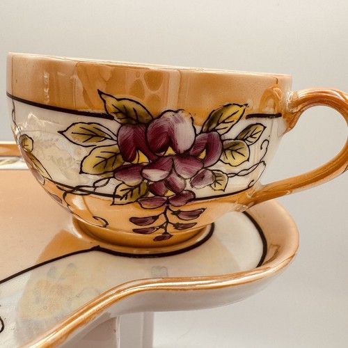 LUSTERWARE FLORAL Snack SET Japan Bone China CUP & PLATE - Picture 5 of 7