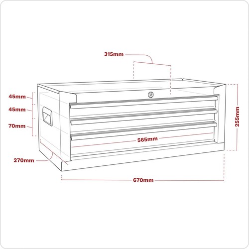 Sealey Mid-Box 3 Drawer with Ball-Bearing Slides - Black AP223B - Picture 3 of 7